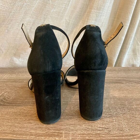 Sam Edelman Women's Yaro Sandal Size 9 Black Suede Block Heel with Ankle Strap - Picture 3 of 7